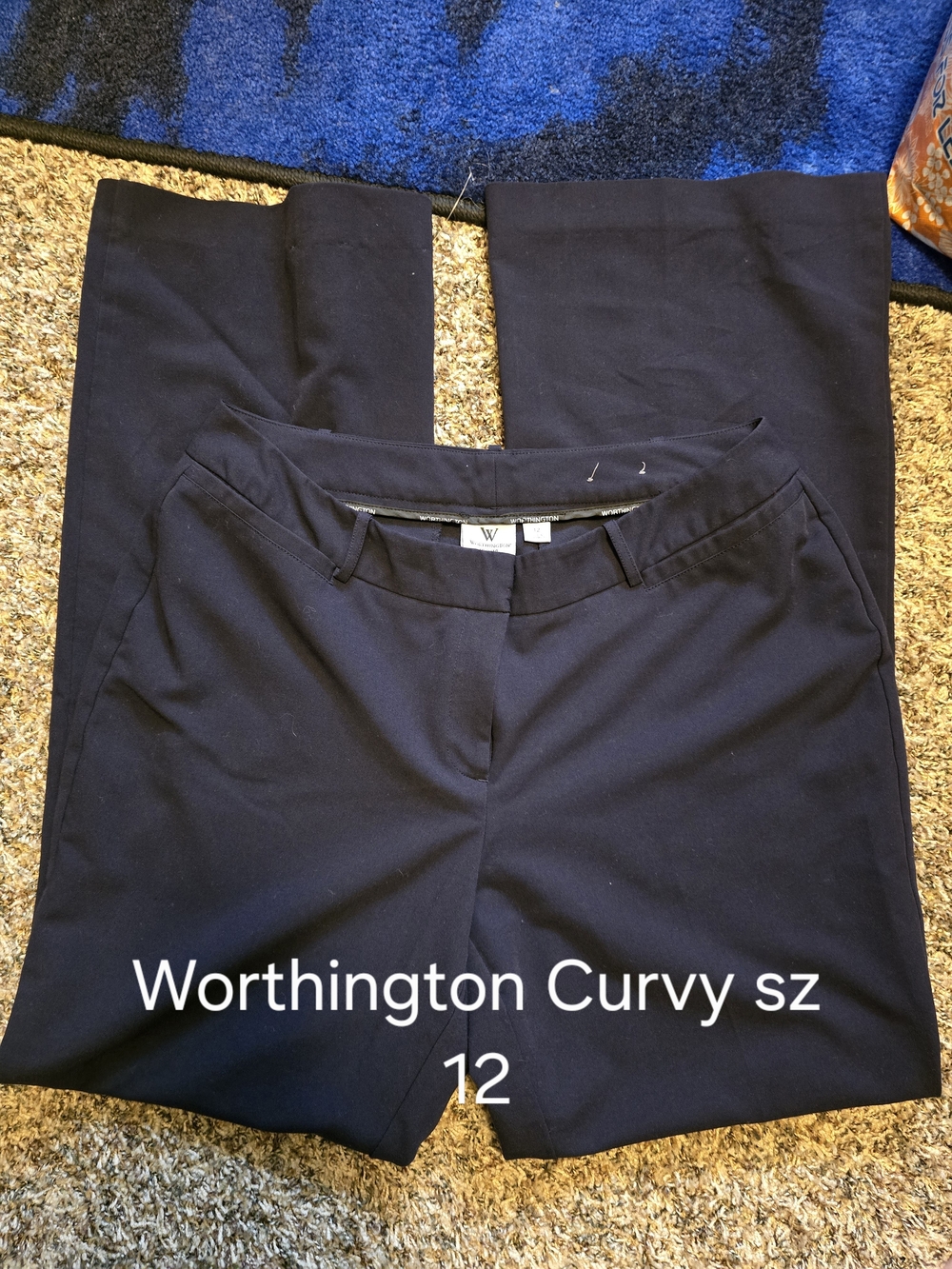 Worthington Navy Curvy Straight-Leg Trousers